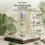 RICASKIN Skin Brightening Facewash – Deep Clean & Glow Cleanser with Niacinamide & Salicylic Acid (100ml) - Image 3
